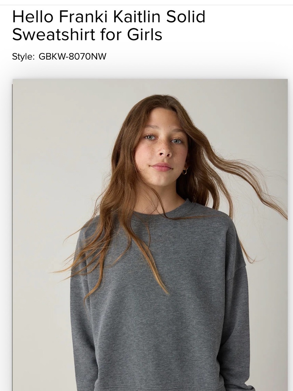 Francesca's Collections Heather Charcoal Girls Crewneck Sweatshirt